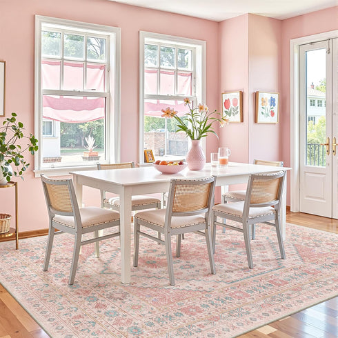 5x7 (Pink/Blue,5'x7') zesthome Pink Rug - Area Rugs for Bedroom, Stain Resistant Washable Rugs for Nursery Room, Living