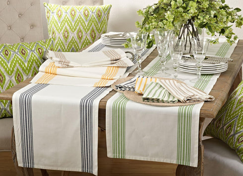 Saro Lifestyle Striped Design Cotton Table Napkin, Set of 4, 20", Yellow