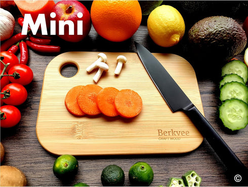 Small Bamboo Wood Cutting Board Set (2 Pieces) – Mini Lightweight Wooden Cutting Board- BPA Free by Berkvee