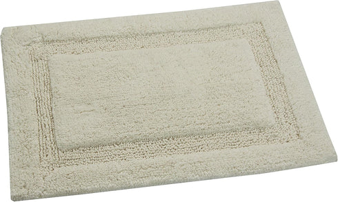 Bath Rug 100% Soft Cotton, 34x21 Inch, Latex Non-Skid Backing, Solid Ivory Color