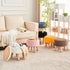 Poofzy Small Ottoman with Storage, Small Foot Stool Ottoman with Wood Legs, Sherpa Foot Rest for Couch, Living Room