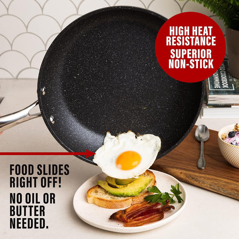 GRANITESTONE 11" Non-Stick Frying Pan with Mineral/Diamond Coating for Long Lasting Nonstick Skillet for Cooking with Stay Cool Handles, Oven/Dishwasher Safe, Non-toxic by Granitestone
