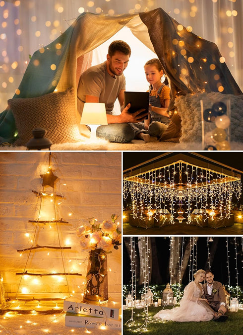 17 50 8 Minetom Christmas String Lights Battery Operated, FT LED Battery Operated Fairy Lights with Timer, Modes