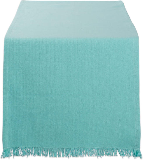 DII Everyday Collection Fringed Solid Table Runner, 14x72, Aqua