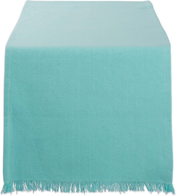 DII Everyday Collection Fringed Solid Table Runner, 14x72, Aqua
