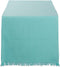DII Everyday Collection Fringed Solid Table Runner, 14x72, Aqua