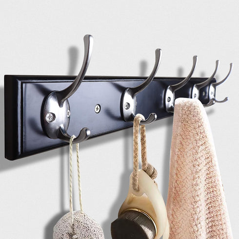 IBosins 12 Pack Silver Coat Hooks, Wall Mounted with 24 Screws, Retro Double Hooks for Coat, Scarf, Bag