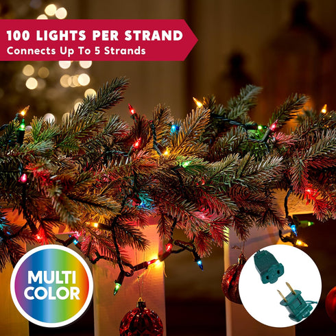 Lights,100 Count 21.4FT Joiedomi Multicolor Christmas String Christmas Fairy Tree Lights Plug in for Indoor Outdoor