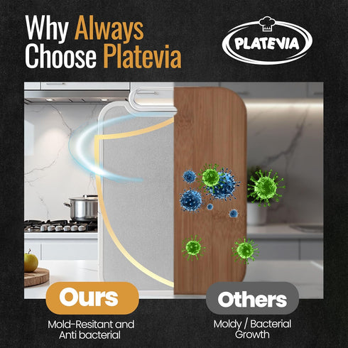 Titanium Cutting Board for Kitchen Dual-Sided Scratchless Pure Titanium & PP Surface, Non-Slip, Rust-Proof, Odor