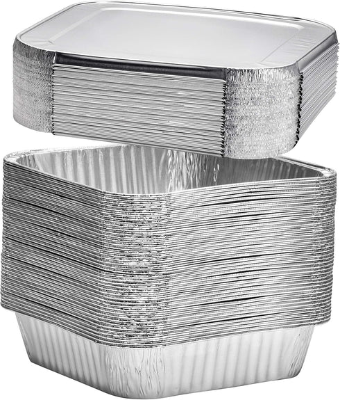 10 Pack 8x8 Disposable Aluminum Pans With Lids - Foil Pans for Cooking, Baking Cakes, Roasting & Homemade Breads