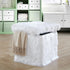 15 Inch Urban Lifestyle Mongolian Fur Collapsible Storage Ottoman Square Soft White Modern Multipurpose Footrest Bench