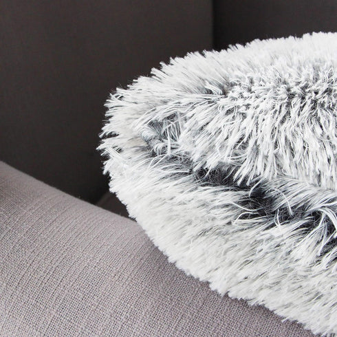 Uhomy 2 Packs Fluffy Accent Pillow Covers, 20"x12", Soft Gray Ombre Faux Fur for Home Decor, 50x30cm