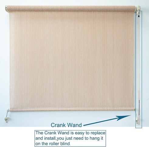 Universal Replacement Part - Metal Installation Crank Wand for Sun Shades or Roller Blinds, Beige