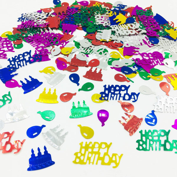 Happy Birthday Confetti Sprinkles, Table Scatters for Birthday Party Decoration, Metallic Foil Confetti, 1.5 Ounce