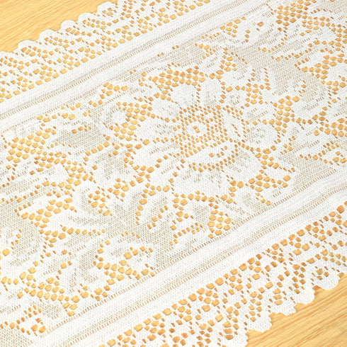 Mozeat Lens 2 Pack 13" 45" Cotton Crochet Lace Rectangular Table Runner Doilies Table Dresser Scarf Dcor, White X