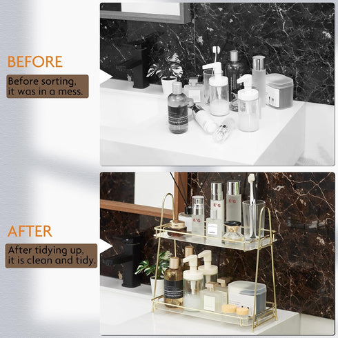 Countertop, 2 Counter 10S Countertop Edergoo Bathroom Organizer Tier Bathroom Organizer Tool-Free Assembly, Acrylic