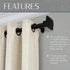 Elrene Home Fashions Florence Single Curtain Rod with Stacked Square Finials, 1" Diameter, Antique Black (28X48)