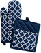 DII Lattice Basics Collection Kitchen Essentials, Oven Mitt & Potholder Set, Nautical Blue, 2 Piece