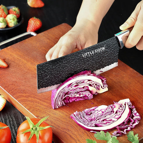 3PCS Chef Knife Set, Includes 7 inch Chef Knife, 7 inch Cleaver Knife, 4.5 inch Boning Knife (Blackening)