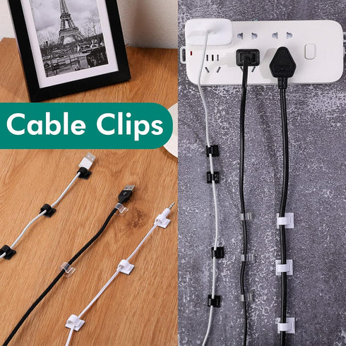 60 Namalu Pieces Mini Cable Clips Hooks Christmas Light Clips Self Adhesive Light Hooks Cord Clips for Desk Outdoor