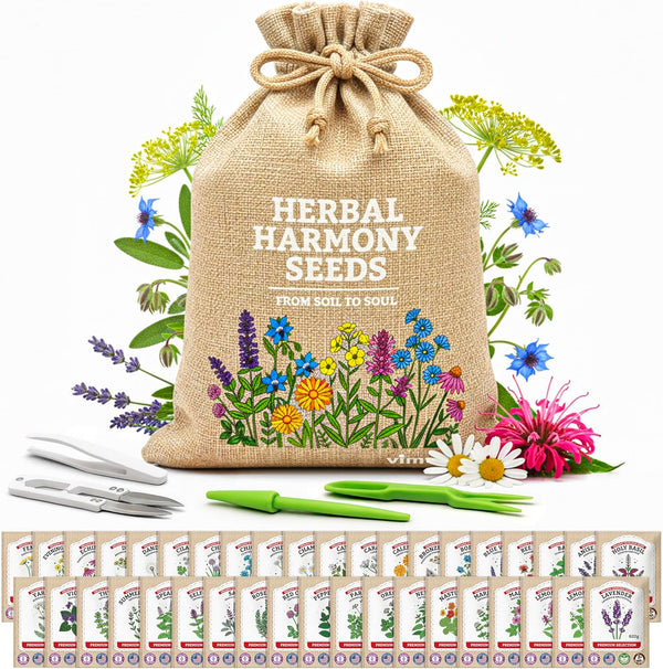 Medicinal Herb Seeds Variety Pack 39 Heirloom Non-GMO Apothecary Seed Kit, Herbal