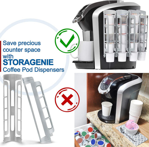 STORAGENIE Coffee Pod Holder, Side Mount K Cup Dispenser for Keurig Coffee Makers, Perfect for Small Counters
