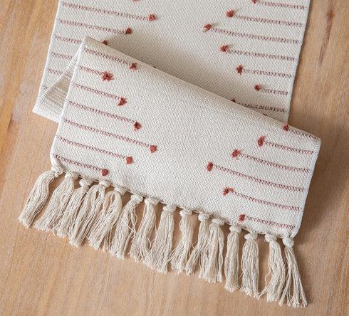 13 48 Inch Caflife Boho Table Runner x Long Natural Cotton Woven Runner with Tassels for Home Dining Table dcor