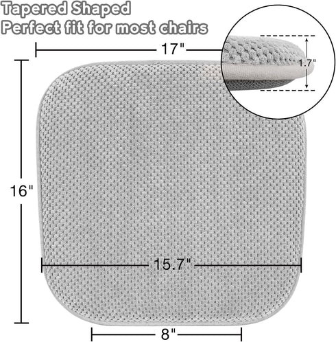 Silver Grey Kitchen Chairs Cushions Non Slip Foam Office Seat Cushions Washable Soft Thick Pads Large Wooden Metal Tapered Dining Chair Cushions,17" x 16" by PAGGED