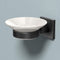 Gatco 1942MX Elevate Soap Dish Holder Matte Black | Wall Mounted Porcelain Round White Soap Dish with Matte Black Base