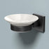 Gatco 1942MX Elevate Soap Dish Holder Matte Black | Wall Mounted Porcelain Round White Soap Dish with Matte Black Base