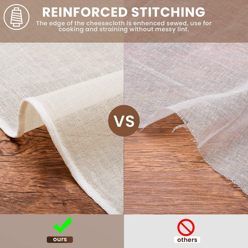 4 Pack Precut Cheesecloth, 15 x 15'' Grade 100, Ultra Fine Unbleached Cotton for Straining & Cooking
