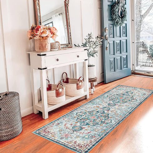 Pauwer Farmhouse Runner Rug 2x6 Kitchen Rugs Washable Non Slip Hallway Runner Rug Soft Fluffy Low Pile Carpet, Grey