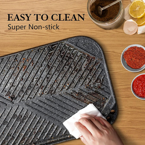 SENSARTE Nonstick Griddle Grill Pan, Reversible Cast Aluminum, 19.5" x 10.7"