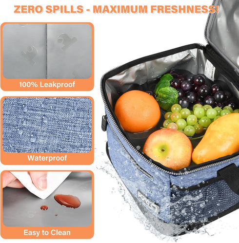 Tirrinia Insulated Lunch Box for Men/Women, Leakproof Lunch Bag for School Work, Large Tote for Kids and Adults, Light
