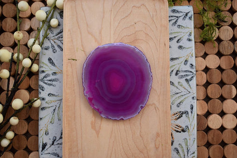 Set 4, 3.5-4" Nature's Decorations Pink Agate Stone Coasters - of Polished Geode Drink Mats for Dining & Coffee Table