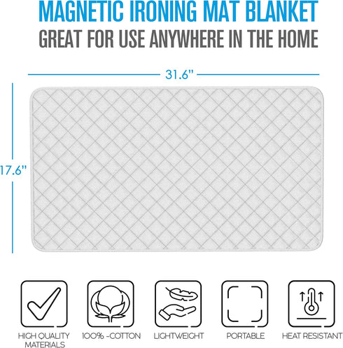 Houseables Ironing Mat, Portable Iron Pad, Dryer Top Protector, 33 x 17, Magnetic Cover for Table Top