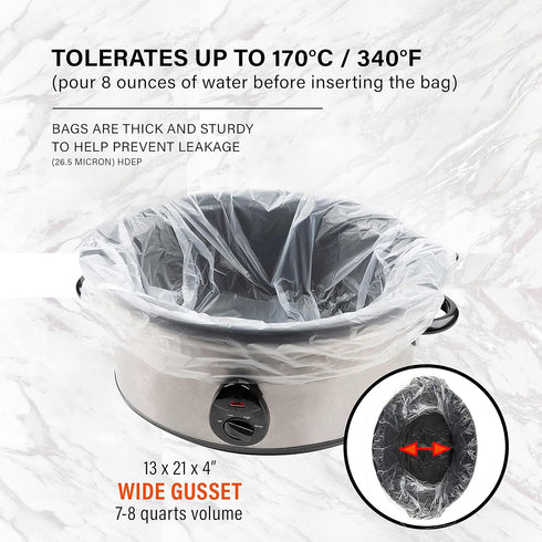 Party Bargains Slow Cooker Liners, 4" Wide Gusset, Multi Use Cooking Bags, Sous Vide (XL 1 PACK)