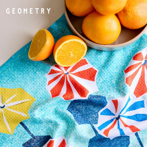 Summer 18" 30" 1-Pack GEOMETRY Spring Kitchen Towels - Double Sided, Quick Dry Microfiber Cloth - Spring & Dish Towels