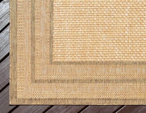 Unique Loom Outdoor Border Collection Area Rug - Multi Border, 2' 2" x 3' Rectangle, Tan/Light Brown
