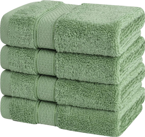 Sets, 4 600 100% 13x13 inches American Soft Linen Salem Washcloth Piece Luxury GSM Cotton Washcloths for Bathroom