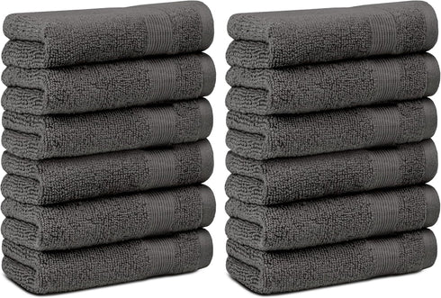 Set 12x12 [12 Pack, White Classic Resort Collection Soft Washcloth Face & Body Towel | Luxury Hotel Plush & Absorbent