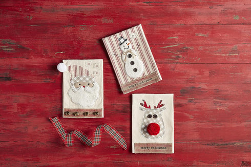 Mud Pie Christmas Appliqué Towel, Santa Design, 21" x 14"