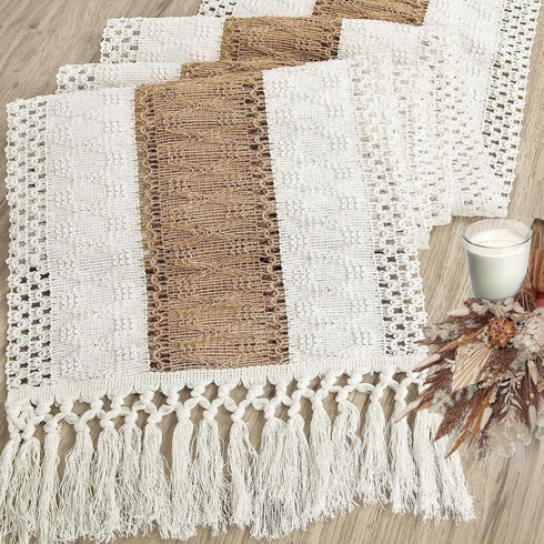 90 inches Summer yuboo Boho Table Runner Long - Rustic Burlap Table Runner for Wedding Spring Dining Table, Dresser