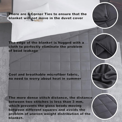 48"x72", 15lbs, L'AGRATY Weighted Blanket for Adults- Dark Grey, Twin Full Size Heavy Throw Blanket, Cooling