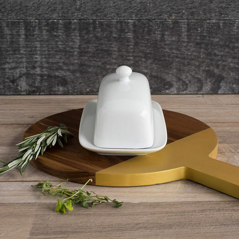 4.5 8 Now Designs Stoneware Rectangle Butter Dish with Lid, White x
