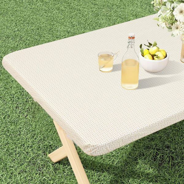 misaya Rectangle Vinyl Tablecloth, Fitted Table Cover, Waterproof, Elastic Edge, Flannel Backing,