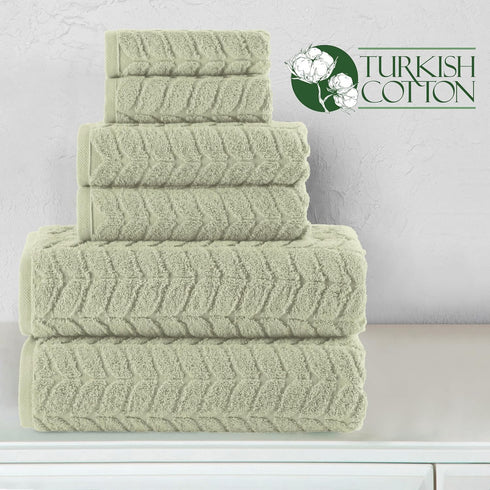 6-Piece 100% Set 2 2 2 Elegant Comfort Luxury Turkish Cotton Jacquard Braided Textured Premium Hotel Quality Towel Soft