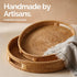 14 Counter JUNGLE CULTURE Handcrafted Round Wicker Tray Large Decorative Rattan Serving Basket for Coffee Table