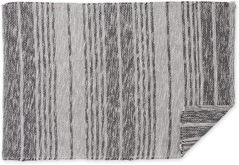 DII Woven Rag Rug Collection, Recycled Yarn Variegated Rustic Stripe, 2x3', Gray