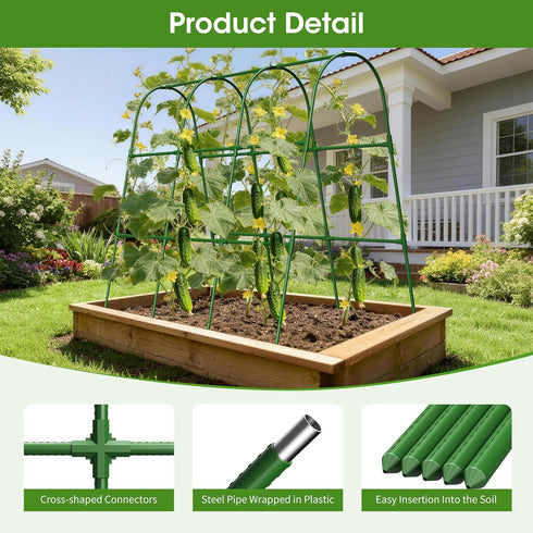 47.2x47.2 X21.6) Cucumber Trellis for Raised Bed,U-Shape Garden Trellis for Climbing Plants Outdoor, Metal Arch